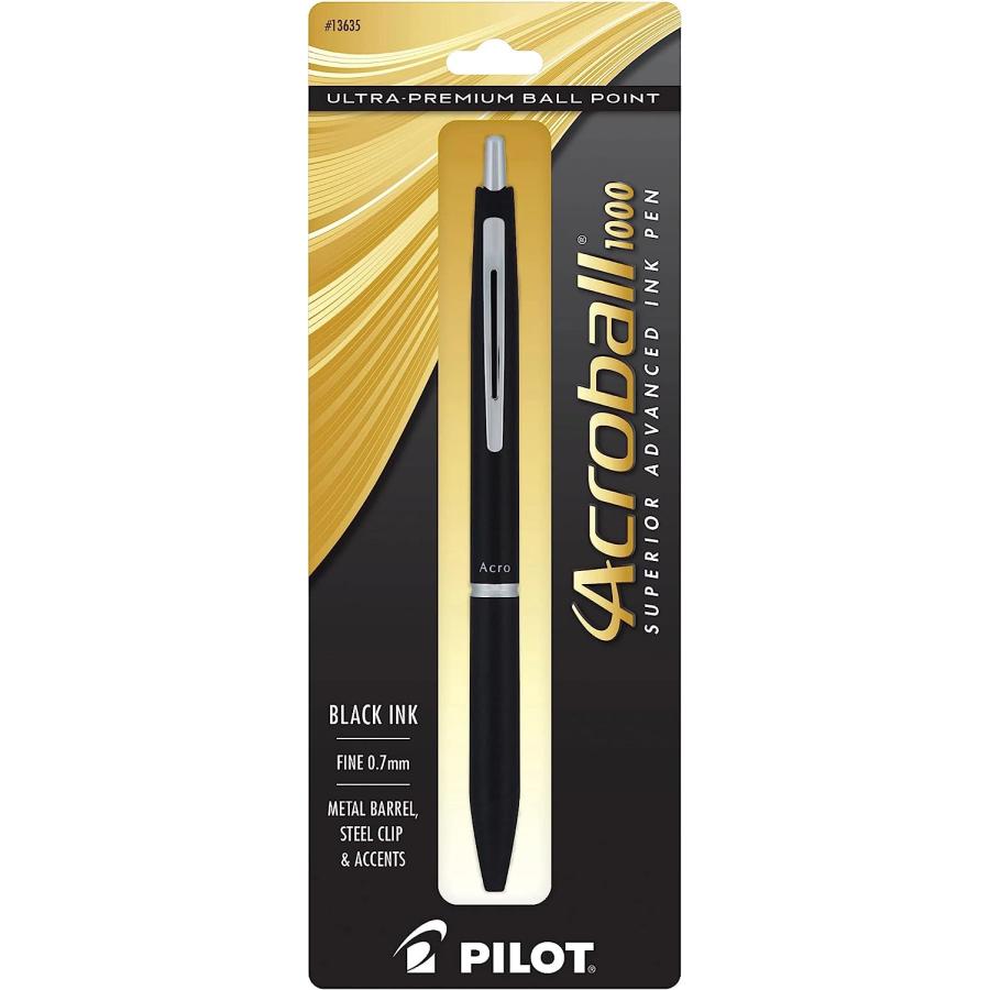 【並行輸入品】PILOT アクロボール 1000 超プレミアム 詰め替え可能 & 格納式ボールペン ブラックバレル 細字 ブラックインク シングルペン