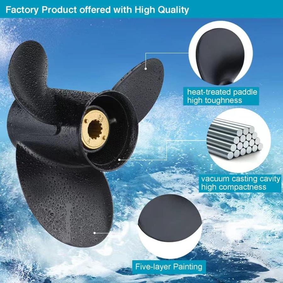 【並行輸入品】Jason Marine アップグレードOEM アルミニウム 船外機プロペラ Mercury エンジン 25-70HP 13 スプラインの画像