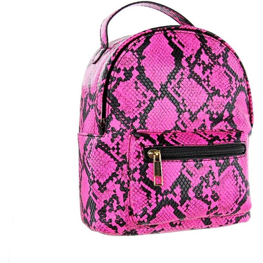 【並行輸入品】Olivia Miller Women's Faux Snake Print Leather Mini Small Cute Backpの画像