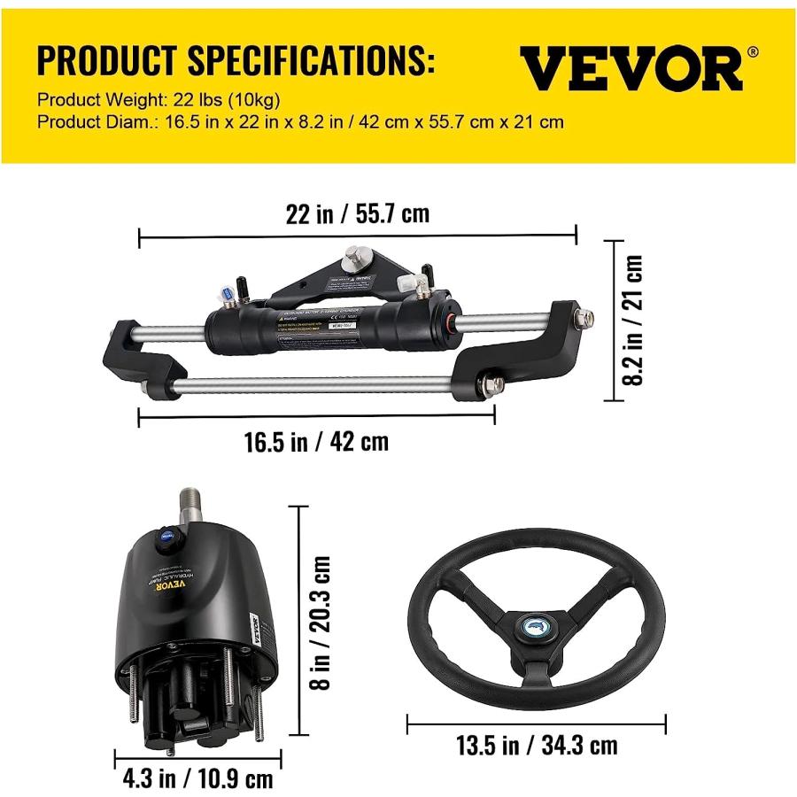 VEVOR ボート用油圧ステアリング 300HP 油圧船外ステアリング VEVOR ボート用油圧ステアリング 300HP 油圧船外ステアリング