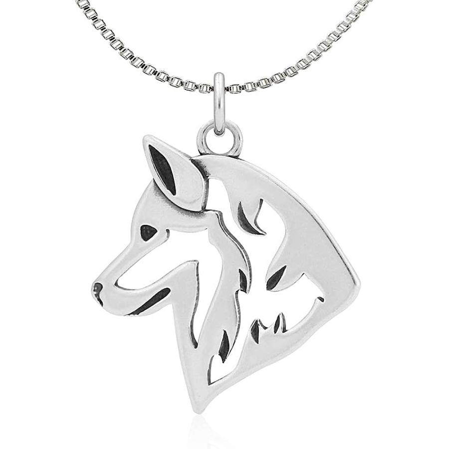 【並行輸入品】Dazzling Paws Jewelry Sterling Silver Siberian Husky Pendant on 16in_1