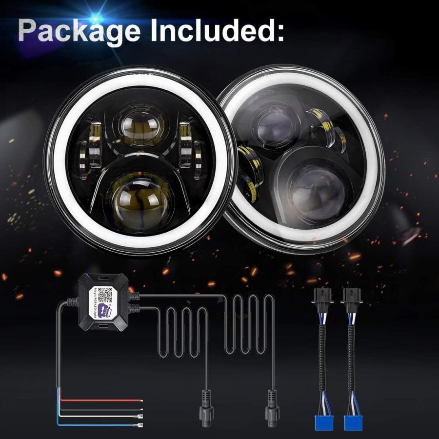 【並行輸入品】SUPAREE 7” round LED Headlights RGB Halo Angel Eyes with Amber Turn_5