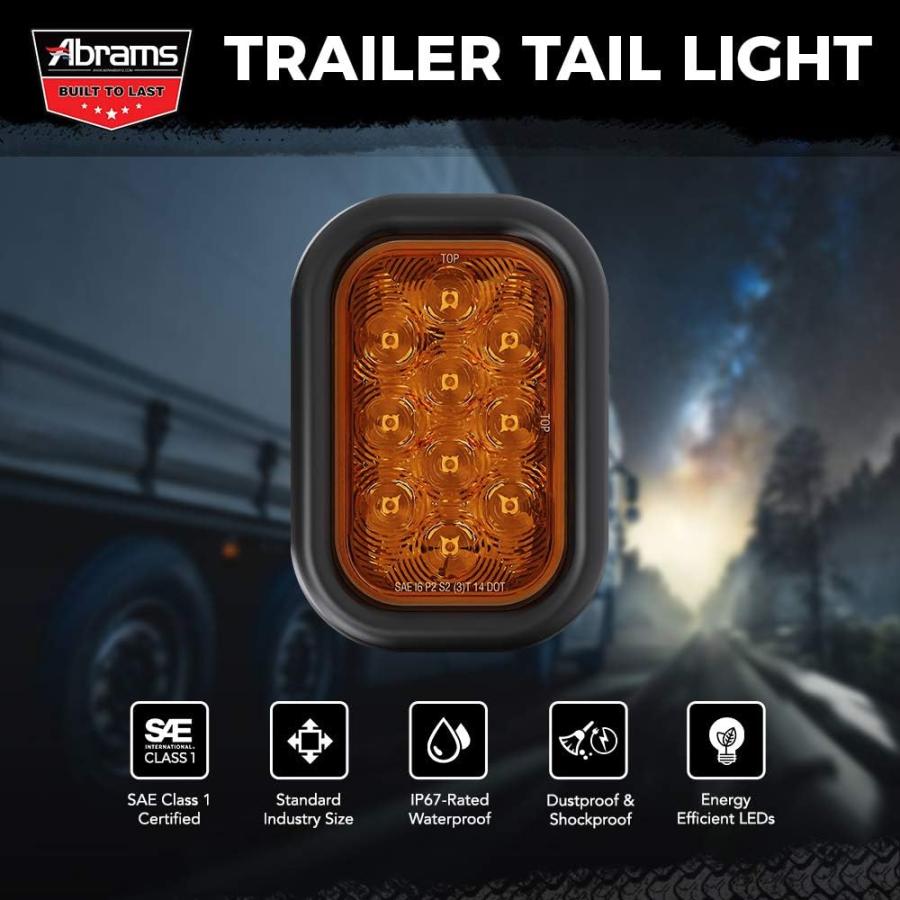 【並行輸入品】5インチ x 3インチ 長方形 アンバー 10 LED トレーラーテールライト [DOT認証] トラックパーク ウィンカーライト IP6_1