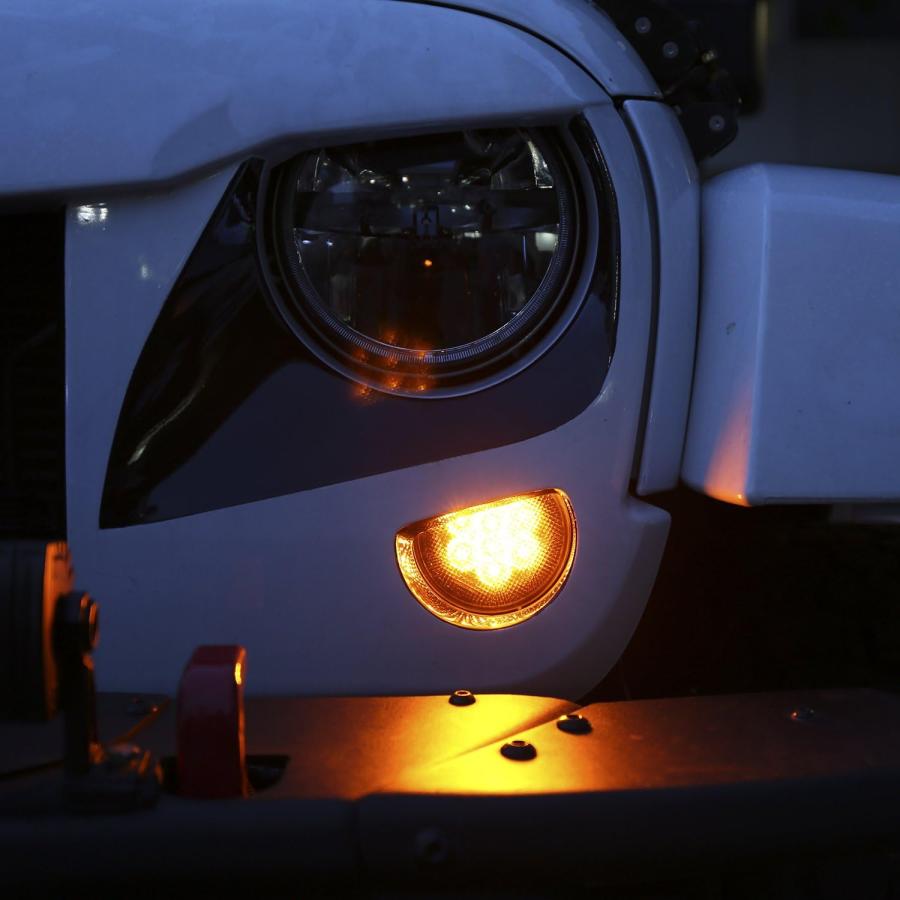 【並行輸入品】Hooke Road JK フロントウィンカーライト インジケーター ブリンカー スモークアンバー LED Jeep JK Wrangl_1