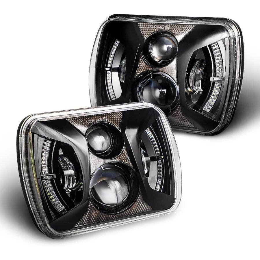 jeepチェロキーヘッドランプassy左 並行輸入品】AUDEXEN 7x6 5x7 LEDヘッドライト 四角いヘッド