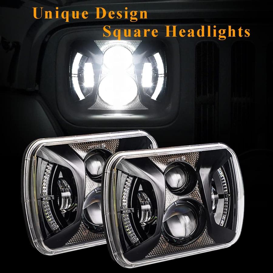 並行輸入品】AUDEXEN 7x6 5x7 LEDヘッドライト 四角いヘッド