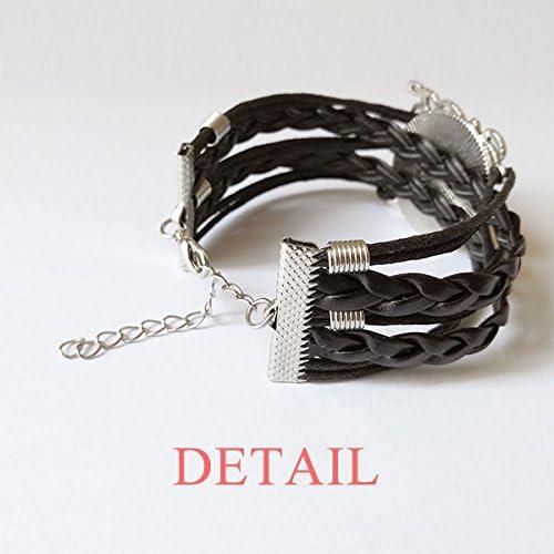 Pink Rose Drawing Art Plant Bracelet Love Accessory Twisted Leather Knitting Rope Wristband Gift　並行輸入品｜dep-dreamfactory｜03