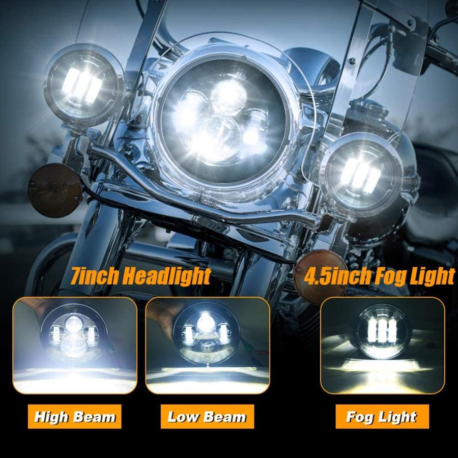 並行輸入品】Lusgwufad オートバイ 7インチ LED ヘッドライトキット 4