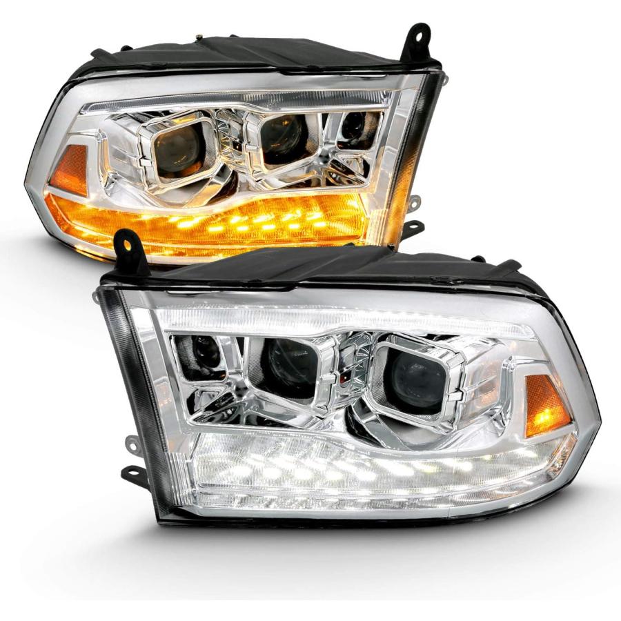 【並行輸入品】AmeriLite 2009-2018 Dodge Ram 1500 2500 3500 ブラック デュアルクアッドプロジェクター スイ