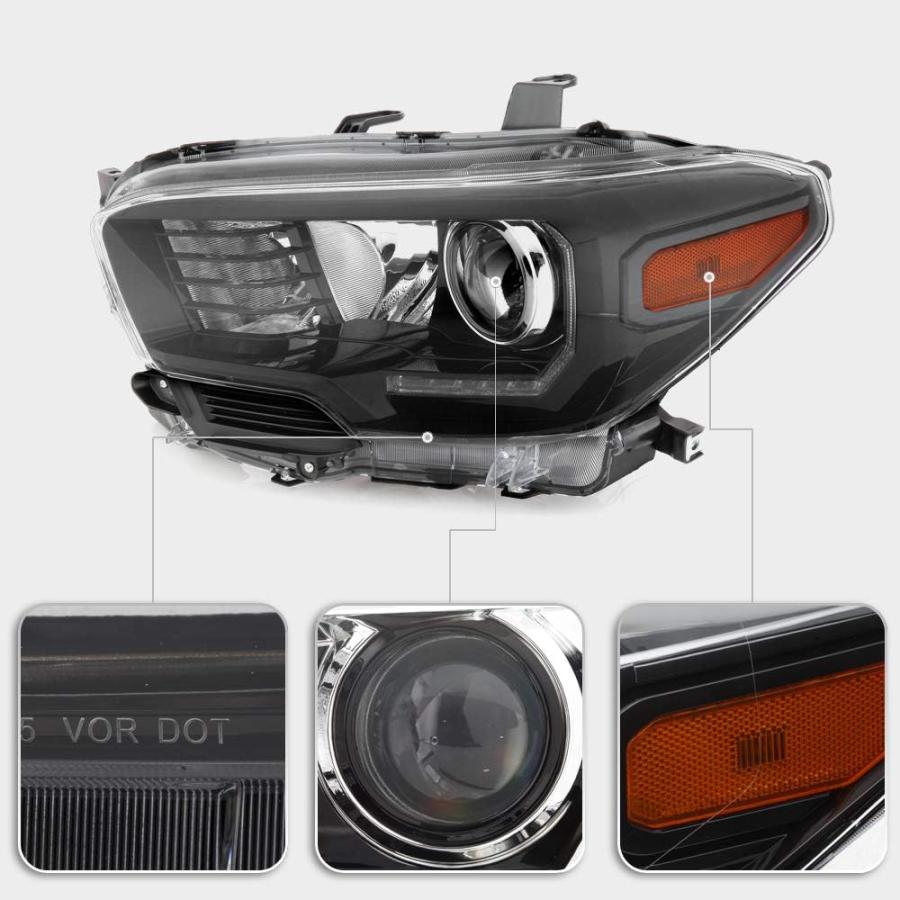 【並行輸入品】VIPMOTOZ ブラックハウジング LED ストリップ DRL ハロゲン プロジェクター ヘッドランプ アセンブリ交換用 2016-2の画像