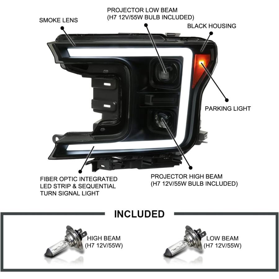 【並行輸入品】Spec-D チューニングLEDライトバー ブラックハウジング スモークレンズ シーケンシャルシグナルスイッチバック プロジェクターヘッ_2