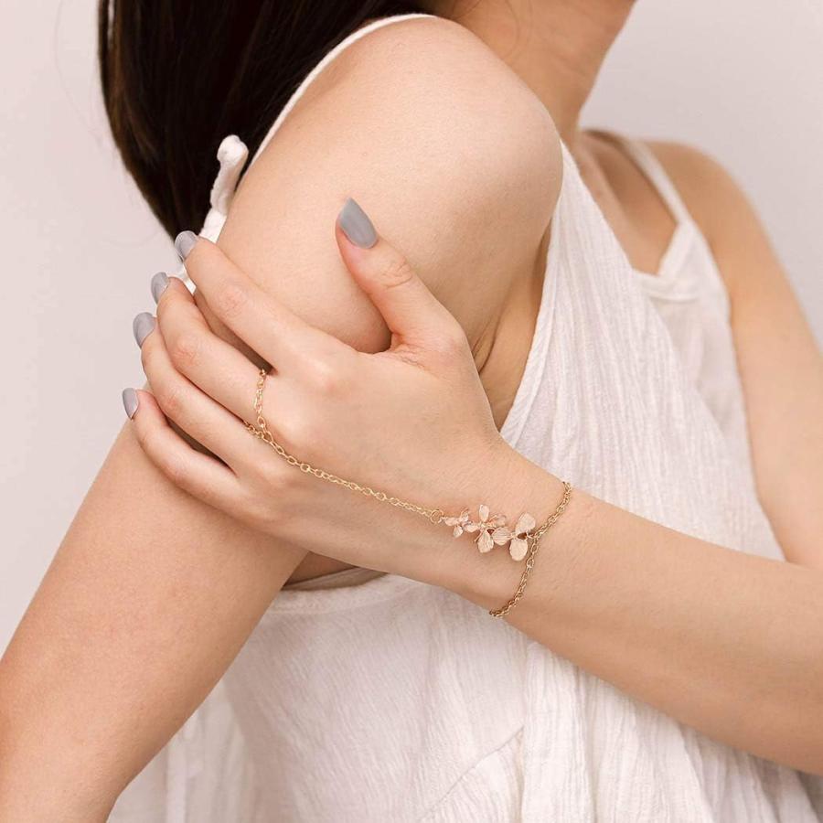 【並行輸入品】Chicque ボーホー ハンドチェーン ゴールド フラワー フィンガーリング ブレスレット スレーブ フィンガーハンド ブレスレット_5