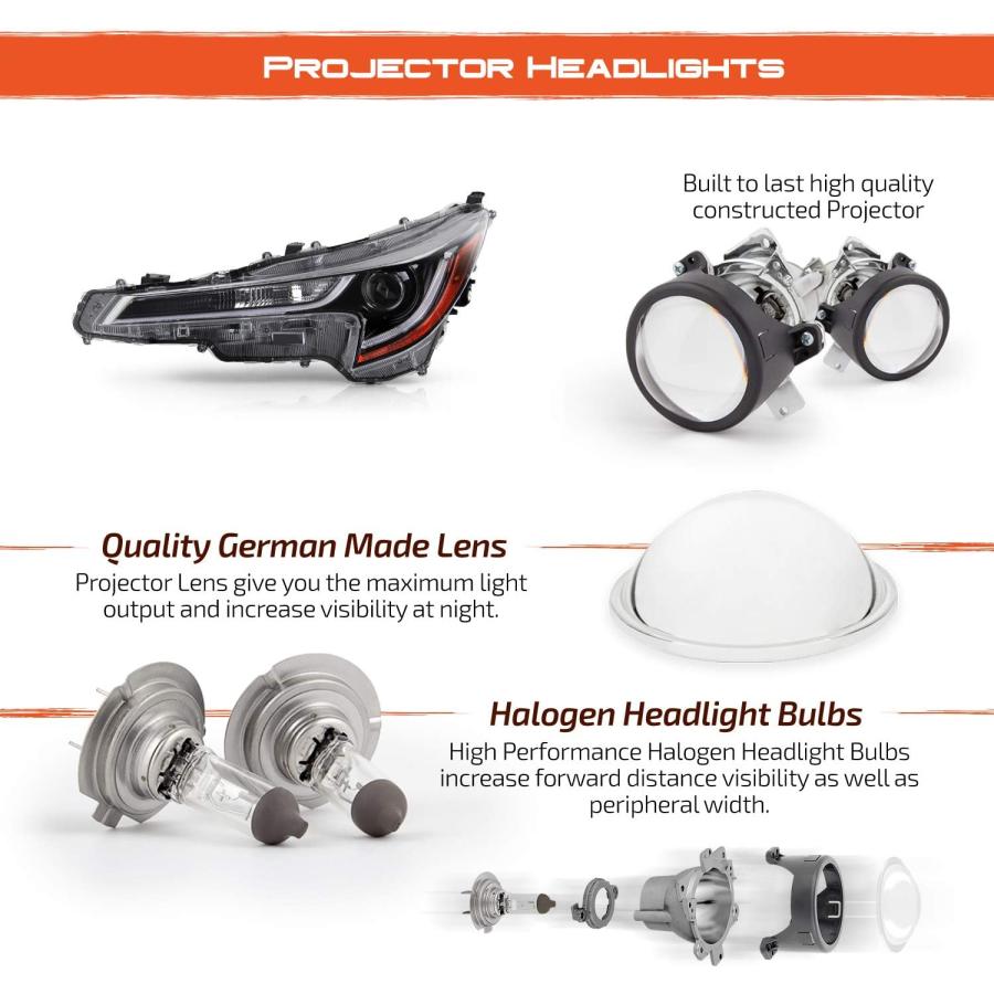 【並行輸入品】AKKON - 2020 2023 トヨタカローラ L/LEモデルLED DRL OEプロジェクターヘッドライトハウジング - 左運転席