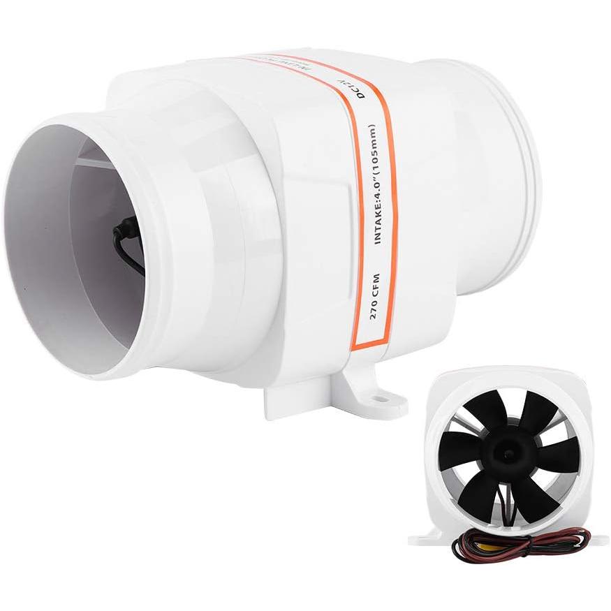 【並行輸入品】4インチ 270CFM ビルジ送風機 12V ホワイト インラインマリンDC電気ファン ボートアクセサリー 内蔵成形マウントブラケットの画像