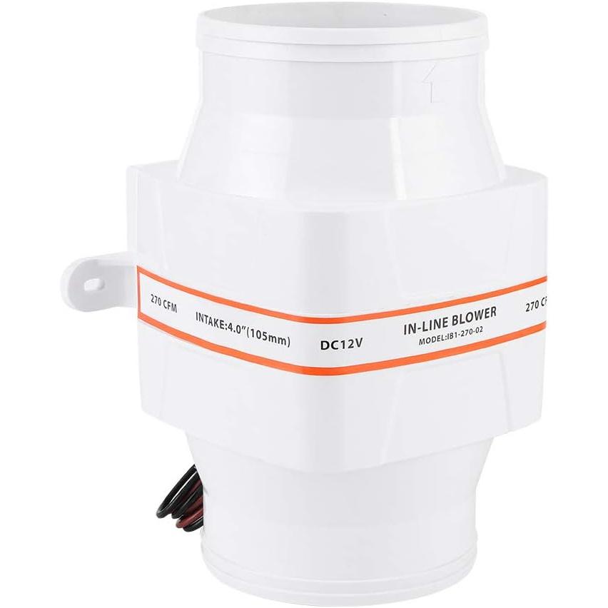 【並行輸入品】4インチ 270CFM ビルジ送風機 12V ホワイト インラインマリンDC電気ファン ボートアクセサリー 内蔵成形マウントブラケットの画像