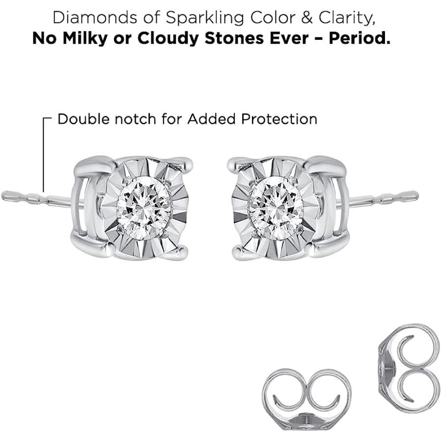 【並行輸入品】La Joya 1/6 CT TW Lab Created Sterling Silver Diamond Earrings For M_1
