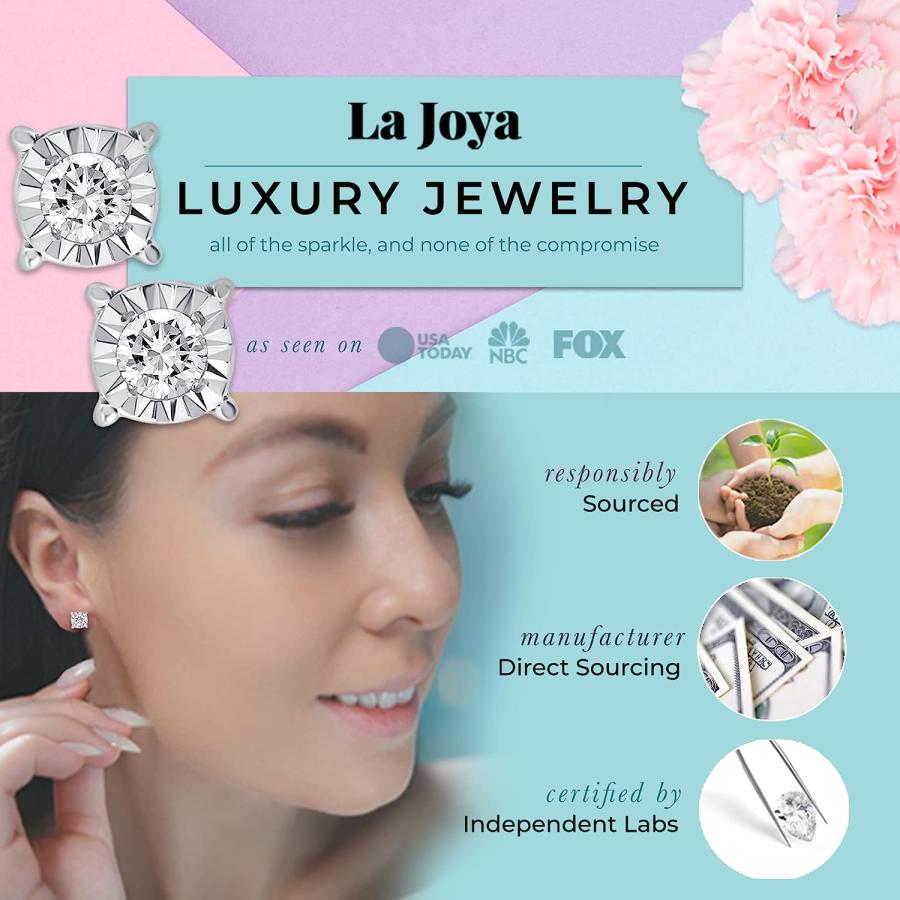 【並行輸入品】La Joya 1/6 CT TW Lab Created Sterling Silver Diamond Earrings For M_2
