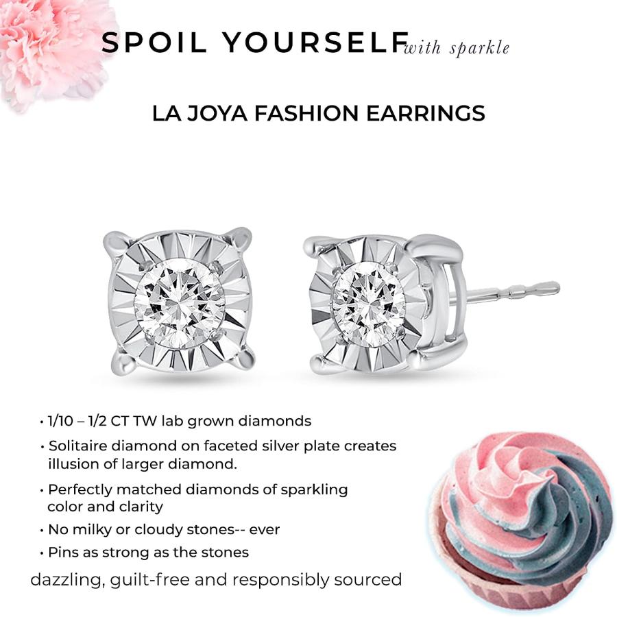 【並行輸入品】La Joya 1/6 CT TW Lab Created Sterling Silver Diamond Earrings For M_3