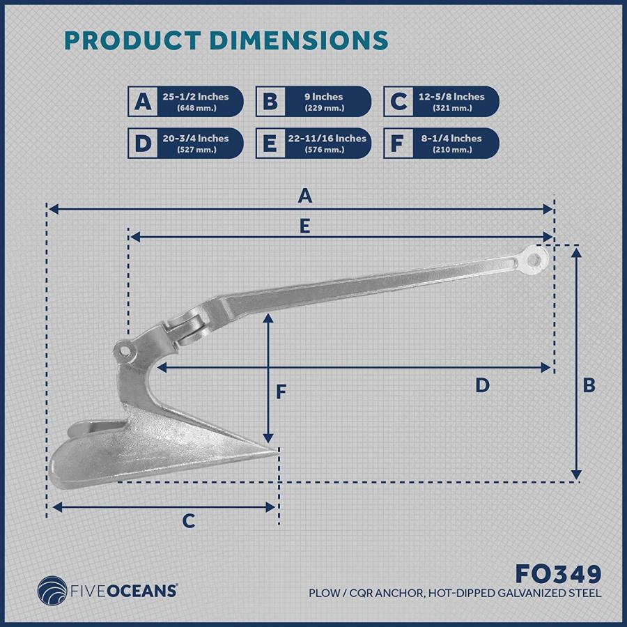並行輸入品】Five Oceans FO349 CQR スタイル プラウアンカー 15ポンド