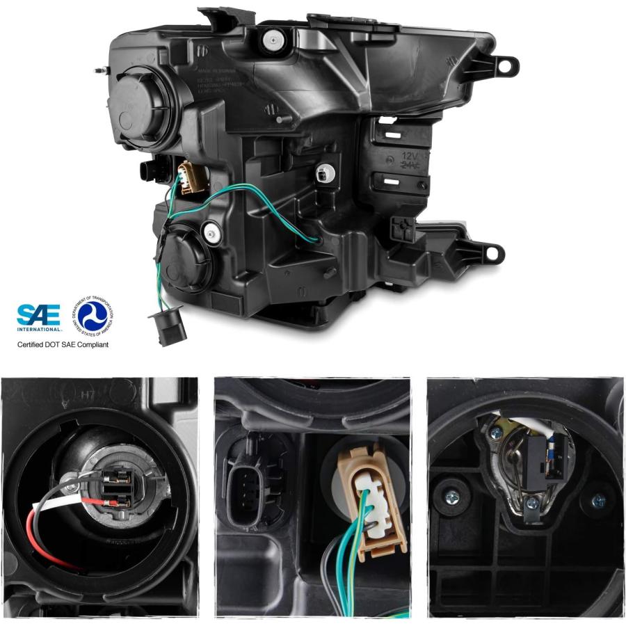 【並行輸入品】AKKON - 2018-2020 Ford F150 F-150 トラックLED DRLチューブ ブラックプロジェクターヘッドライトの画像