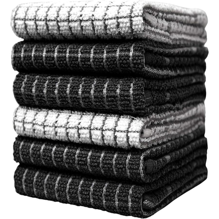 Pleasant Home Kitchen Towels (18inch x 24inch 6 Pack) Check Design