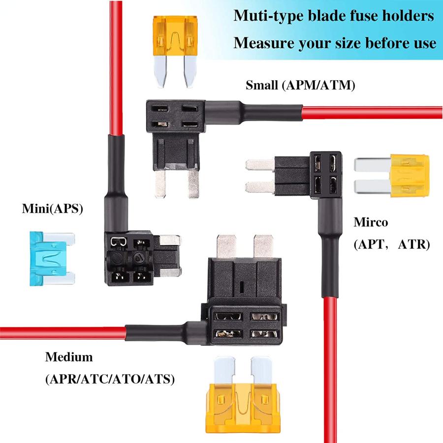 【並行輸入品】36 Pieces Fuse Taps Set 4 Types 12V Piggy Back Fuses Adding a ...