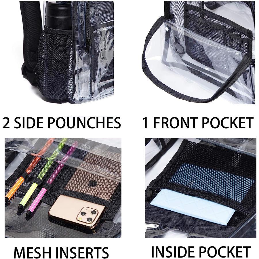 【並行輸入品】Vorspack クリアバックパック 高耐久 PVC 透明バックパック 強化ストラップ付き 大学の職場用  ブルー  one-sizeの画像