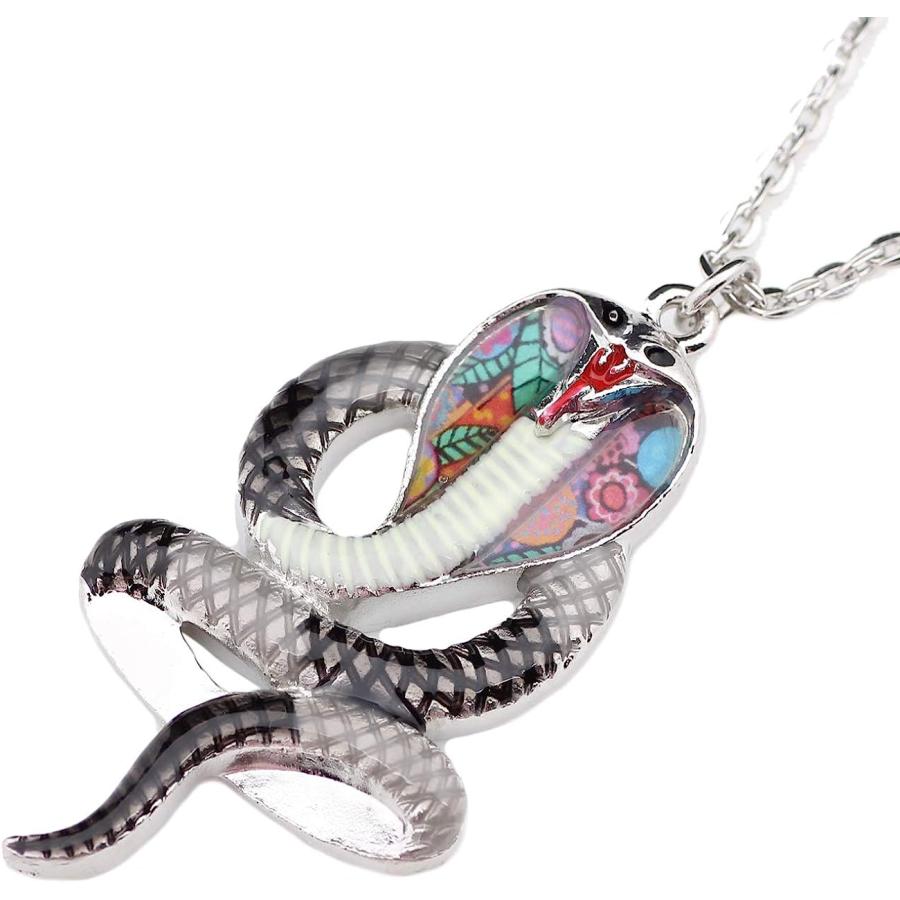 【並行輸入品】DUOWEI ステンレススチール コブラナナジャネックレス メタルフローラルエナメルスネークペンダント ノベルティジュエリー レディース_2