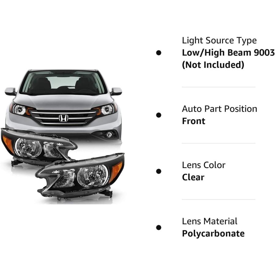 【並行輸入品】ACANII - 2012 2013 2014 ホンダ CR-V ブラックハウジング OEスタイル ヘッドライト ヘッドランプ アセンブの画像