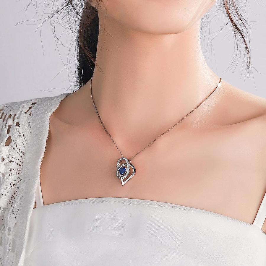 【並行輸入品】母の日のギフト Forever Love ハートネックレス ジュエリー 人工サファイアネックレス 925スターリングシルバー ハートネ_5