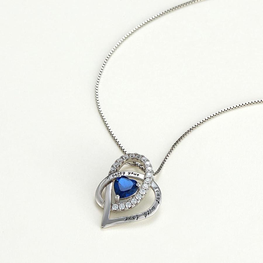 【並行輸入品】母の日のギフト Forever Love ハートネックレス ジュエリー 人工サファイアネックレス 925スターリングシルバー ハートネ_6
