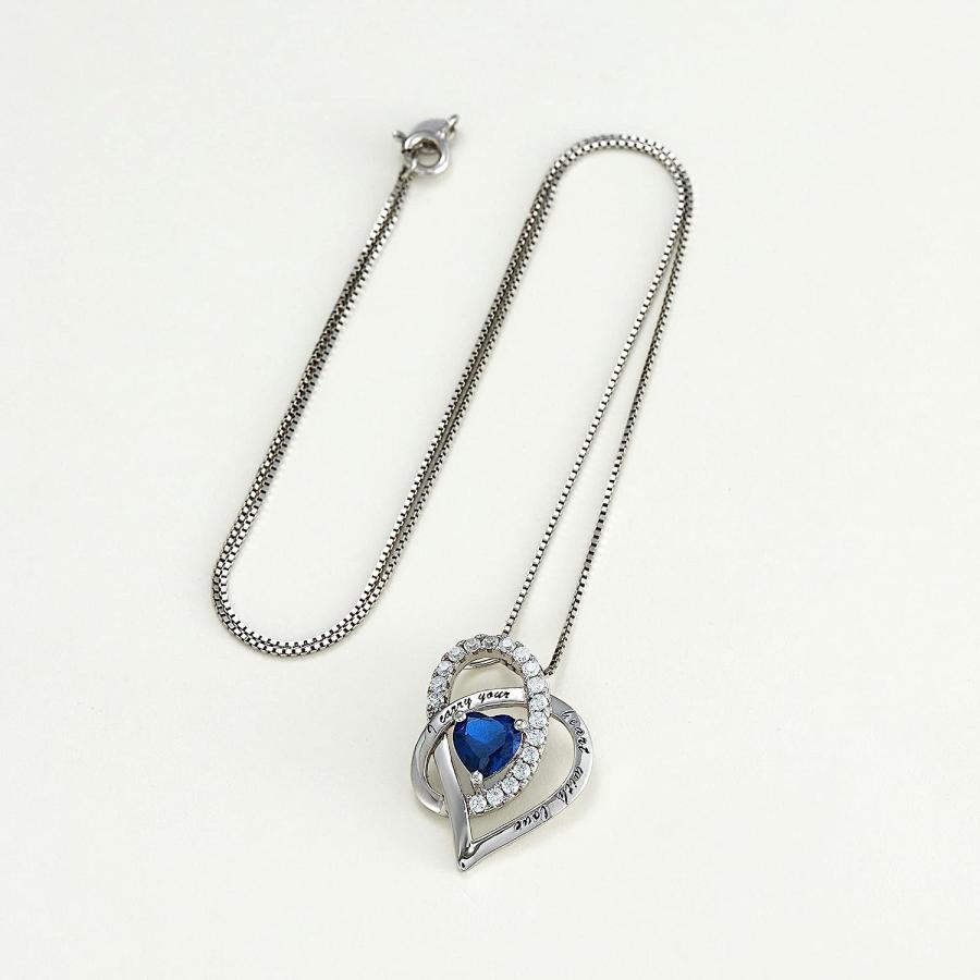 【並行輸入品】母の日のギフト Forever Love ハートネックレス ジュエリー 人工サファイアネックレス 925スターリングシルバー ハートネ_7