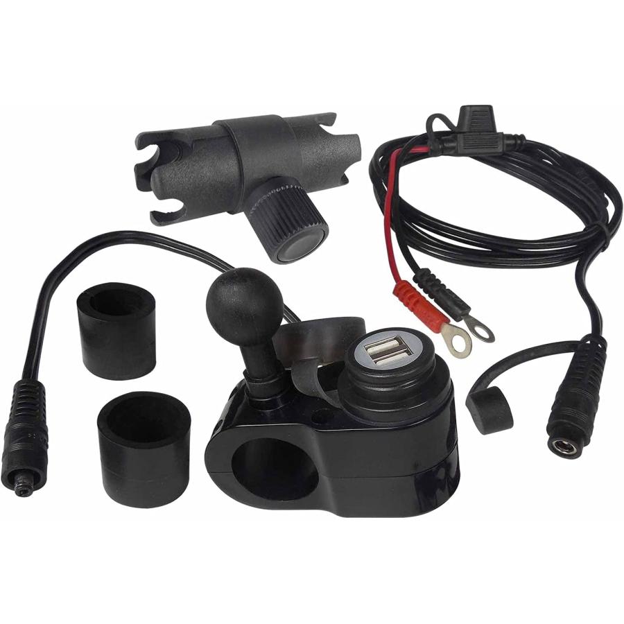 GEARS Dual USB Port Charger 1 Inch RAM Ball Mount for Motorcycle