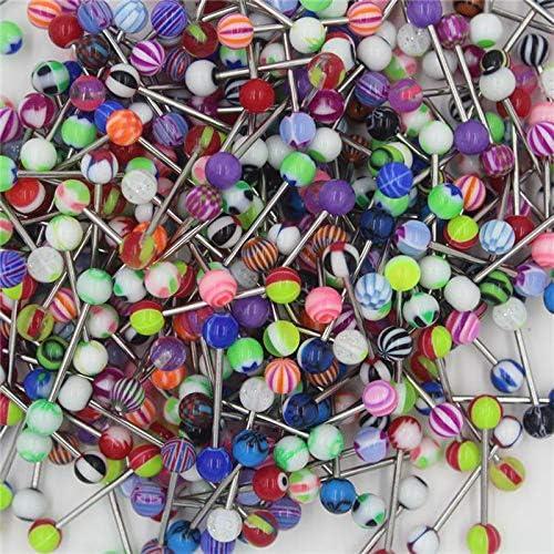 Bonlting 20PCs Mixed Stainless Steel Tongue Nail Acrylic Piercing Popular Barbell Ear Rings Eyebrow Navel Jewelry　並行輸入品｜dep-dreamfactory｜03