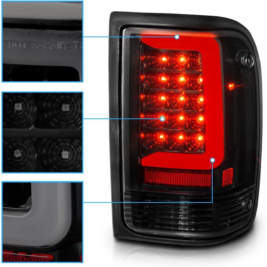【並行輸入品】AmeriLite 1993-1997 フォード レンジャー スモーク ブラック Cタイプ LED チューブ 交換用 テールライトセットの画像