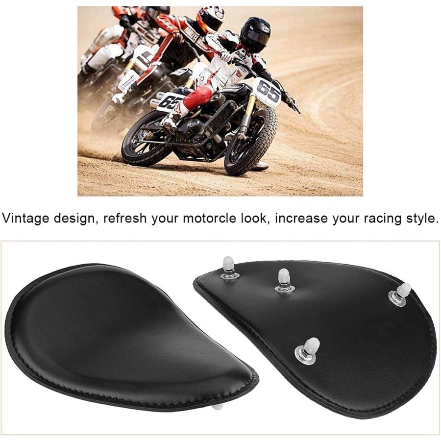 【並行輸入品】Springs  3inch Motorcycle Solo Seat Spring Seat Black Leather Solo Sの画像