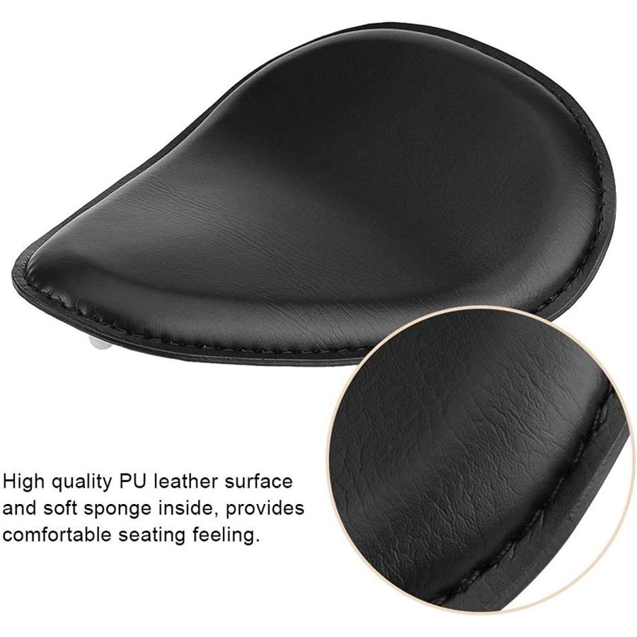 【並行輸入品】Springs  3inch Motorcycle Solo Seat Spring Seat Black Leather Solo Sの画像