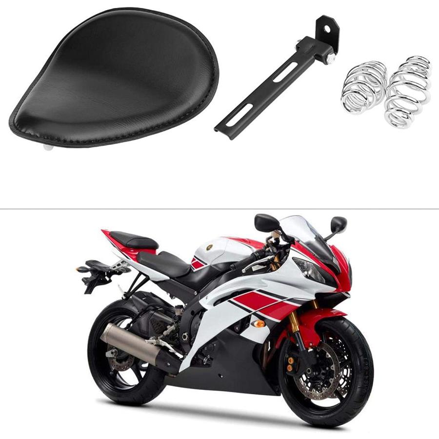 【並行輸入品】Springs  3inch Motorcycle Solo Seat Spring Seat Black Leather Solo Sの画像