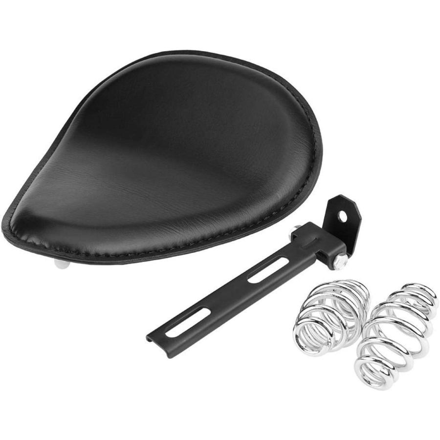 【並行輸入品】Springs  3inch Motorcycle Solo Seat Spring Seat Black Leather Solo Sの画像
