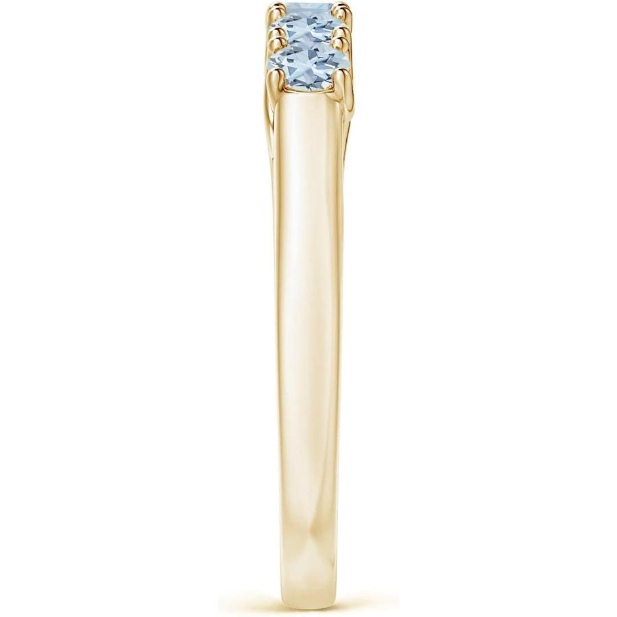 【並行輸入品】ハーフエタニティ ファイブストーン アクアマリン 結婚指輪 (2.8mm アクアマリン)  14Kイエローゴールド、ジェムストーン  アの画像