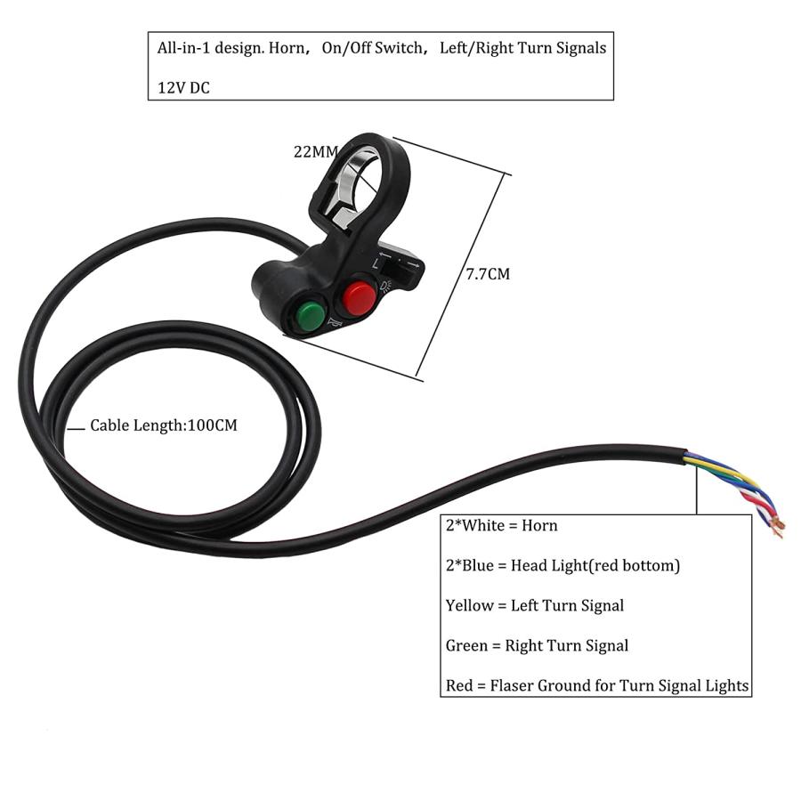 【並行輸入品】Universal Horn Turn Signal Light On/Off Switch for 7/8'' Handlebar Dの画像