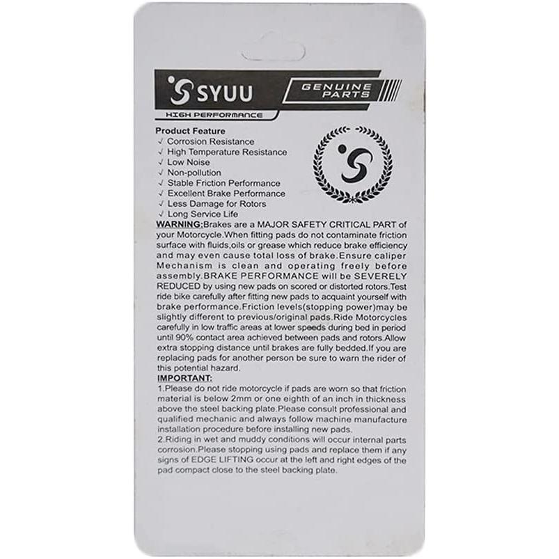 【並行輸入品】S SYUU Motorcycle Front and Rear Brake Pad Aftermarket Part compatib