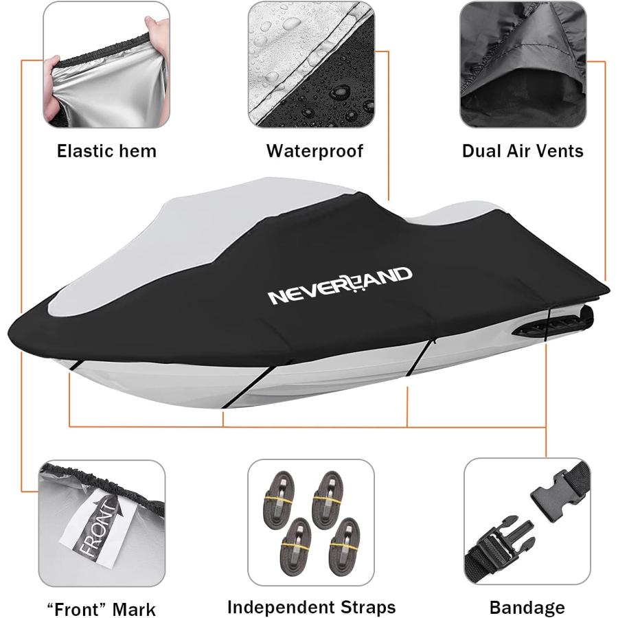 【並行輸入品】NEVERLAND Jet Ski Cover 3 Seats Heavy Duty Waterproof 210D with 2 Ai_1