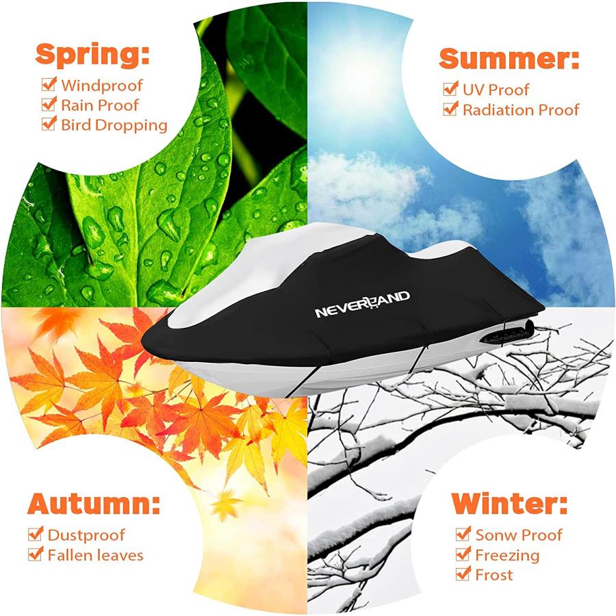 【並行輸入品】NEVERLAND Jet Ski Cover 3 Seats Heavy Duty Waterproof 210D with 2 Ai_7