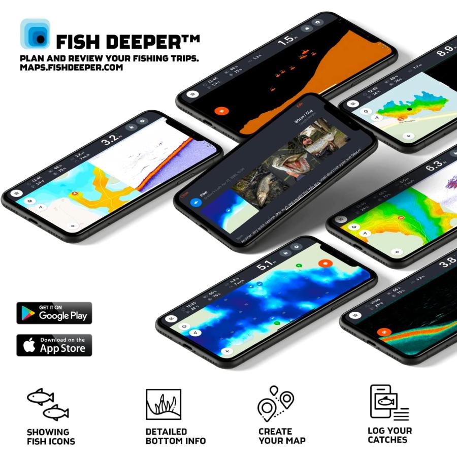 Deeper Chirp 2 Sonar 魚群探知機 - ポータブル魚群探知機 カヤック ボート 氷上釣り用 | Castable Deeper 魚群探知機 ユーザーフレンドリーアプリ付き｜dep-dreamfactory｜04