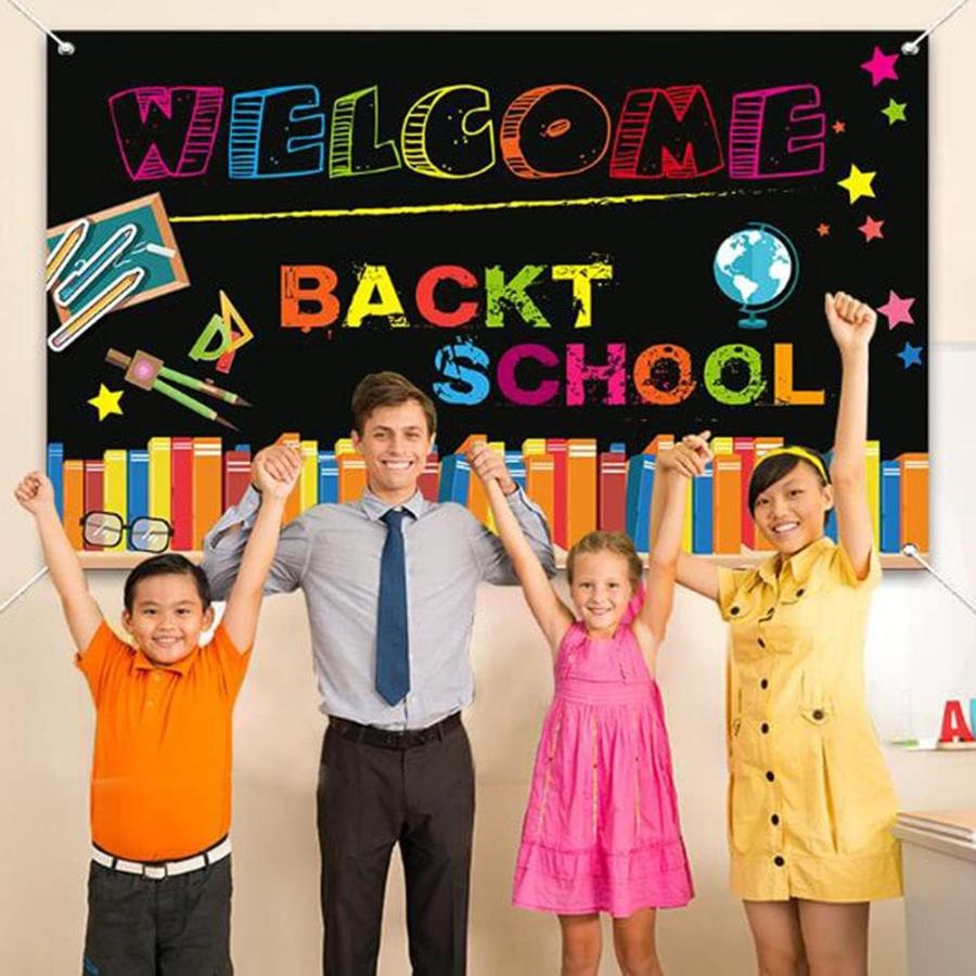 Yuanxue Welcome Back to School Backdrop Banner for Classroom Office Wall Decoration 71inch x 43inch First Day of School Party Decoration Supplies - 3