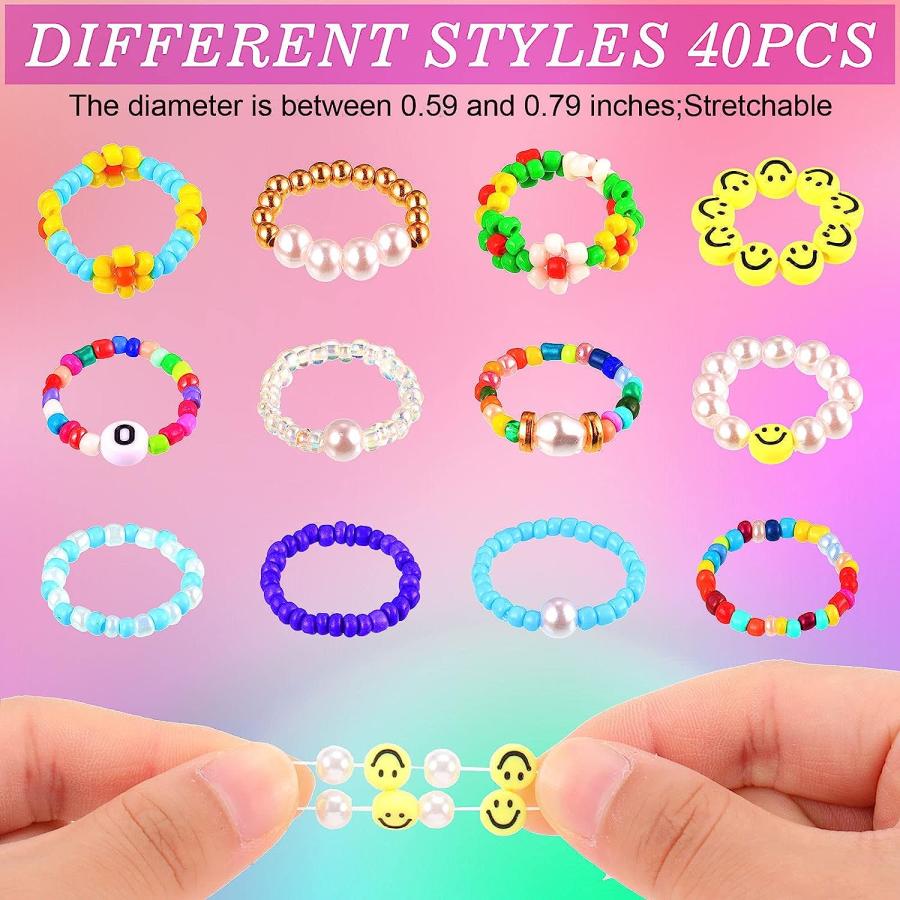 並行輸入品】40ピース ライスビーズリング レインボー カラフル ビーズ