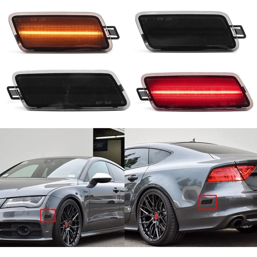 4Pcs Full LED Amber/Red Front/Rear Side Marker Lights for Audi A7
