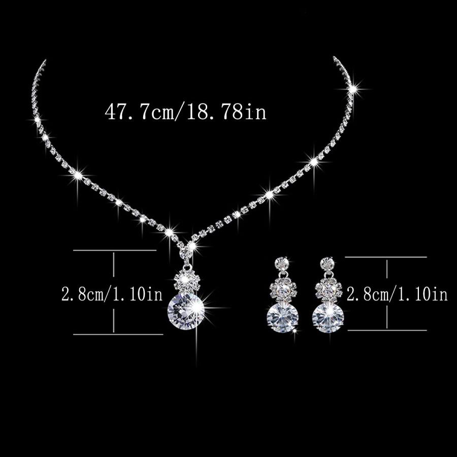 欲しいの Sepniell Bridal Jewelry Set for Wedding Silver Jewelry Sets Rhinestone Necklace Earrings Set for Women　並行輸入品