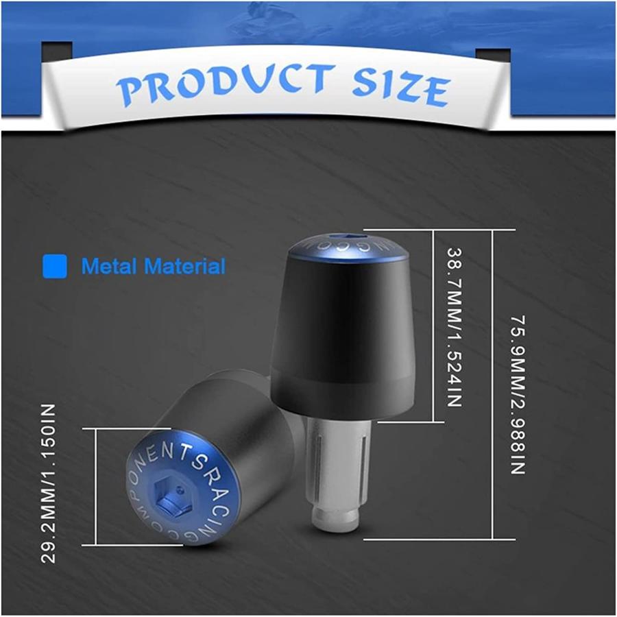 WJSM Motorcycle 7/8inch Handlebar Grips Aluminum Bar End Plug Caps Grip ...